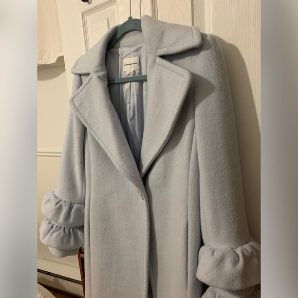 Club Monaco Light Blue Ruffled Sleeves Coat - Picture 3 of 13